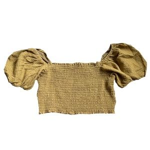 Ruched puff sleeve crop top